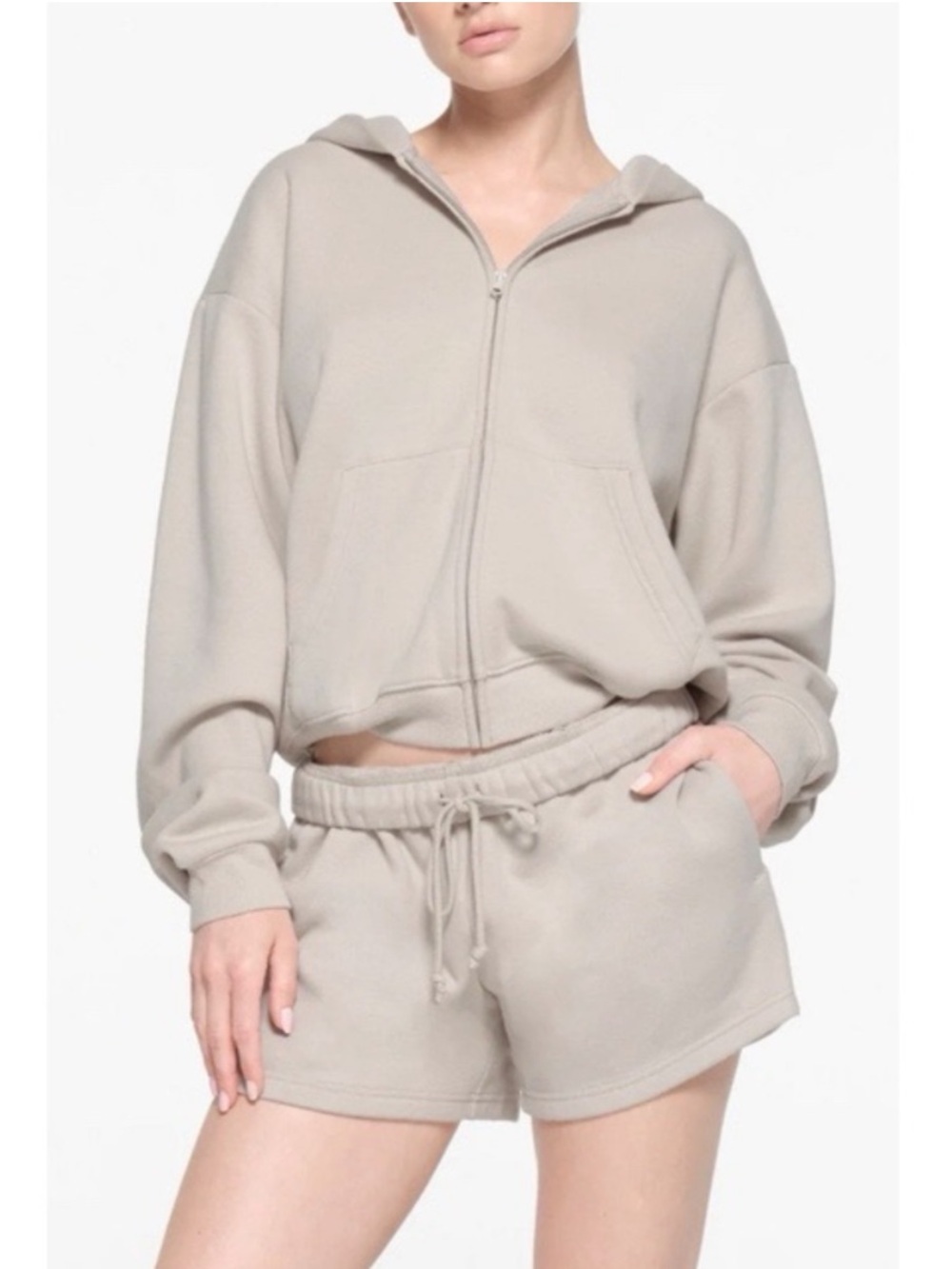 Skims Classic zip up hoodie and short set
